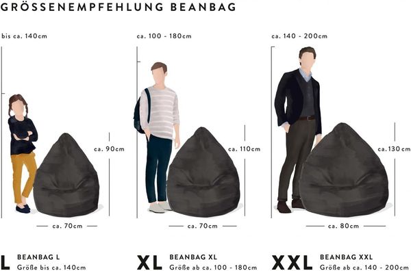 MAGMA Sitting Point only by BeanBag Brava L Sitzsack, ca. 70x90cm, großer Sitzsessel, Lounge-Sessel, Hülle bei 30°C waschbar, Made in Germany, anthrazit Bild 6