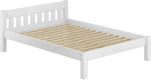 ERST-HOLZ Bett Weißes Holzbett 140x200 mit Rost, Kieferwaschweiß