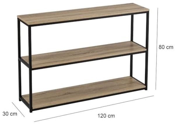 Bodenregal mit 3 Böden aus PB und Metall in Natur und Schwarz Bild 2