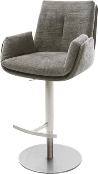 Barstuhl Clea-Flex Bouclé Soft Schlamm Drehfuß höhenverstellbar Edelstahl Silberfarben