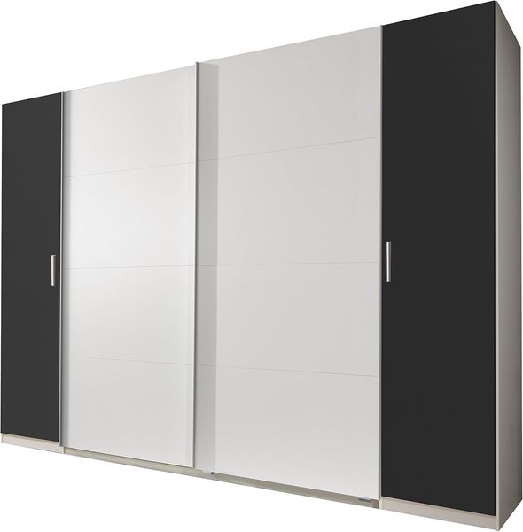 Wimex Kleiderschrank/ Schwebetürenschrank Lotto, (B/H/T) 225 x 210 x 65 cm, Weiß/ Absetzung Anthrazit