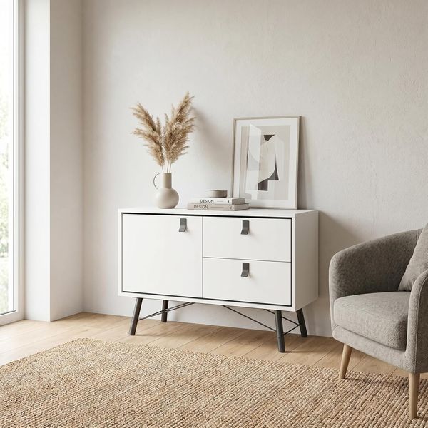 ebuy24 Sideboard Rye Sideboard 1 Tür, 2 Schubladen mattweiss.