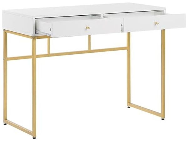 Schreibtisch weiß / gold 100x50 cm 2 Schubladen DAPHNE Bild 6