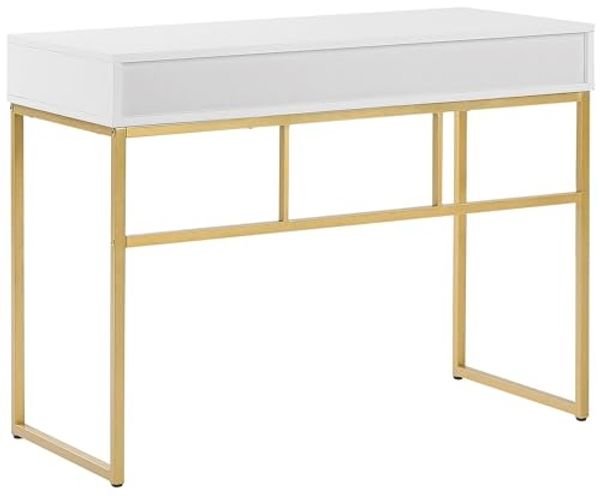 Schreibtisch weiß / gold 100x50 cm 2 Schubladen DAPHNE Bild 7