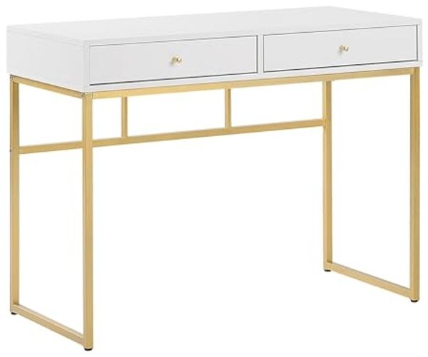Schreibtisch weiß / gold 100x50 cm 2 Schubladen DAPHNE
