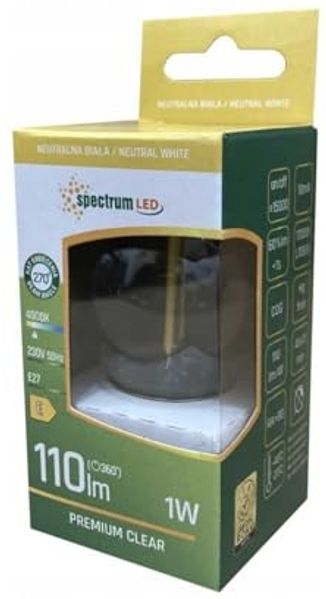 LED E27 1W 230V AC Neutralweiß FILAMENT COG 110 Lumen 300°