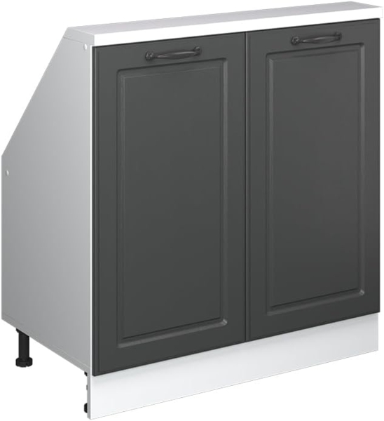 Dachschrägenschrank Rion Anthrazit Landhaus/Weiß mit 2 Türen Vicco