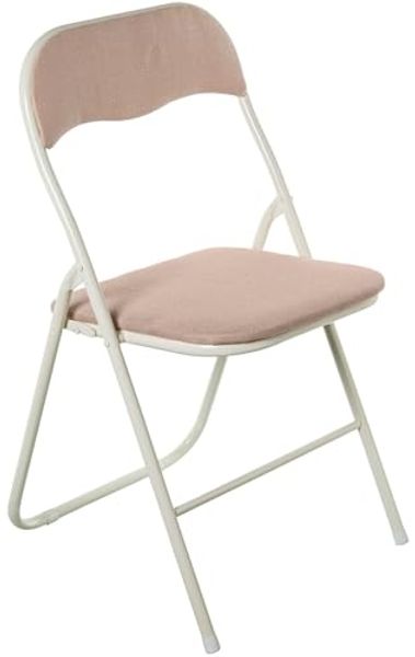 DRW Klappstuhl aus Metall und Stoff in Weiß und Beige, 44 x 47 x 80 cm