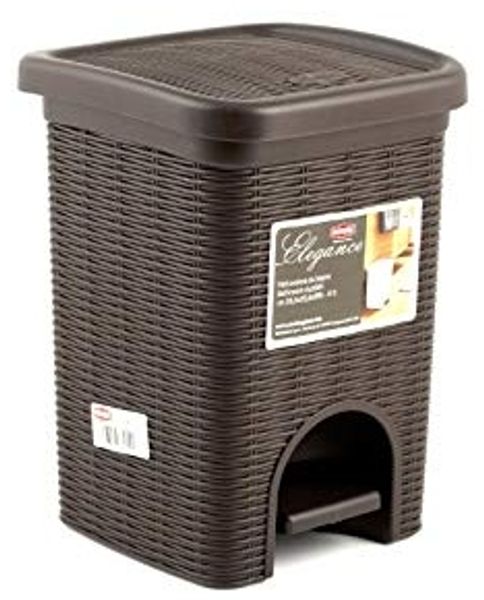 Stefanplast 30102 Abfalleimer, In Rattanoptik aus Kunststoff, 20,5 x 20,5 x 28 cm