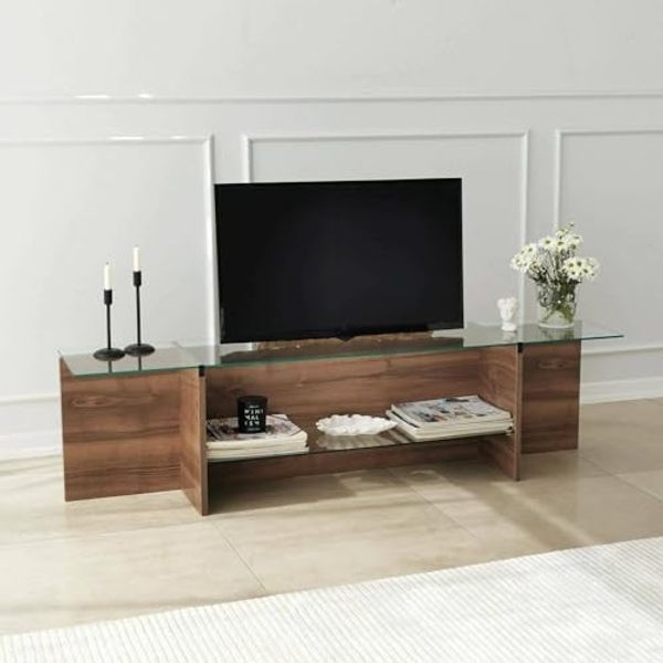 Dmora TV-Schrank Erinyes 158 x 35 x 40h cm Braun 2 Regale, 1 Fach