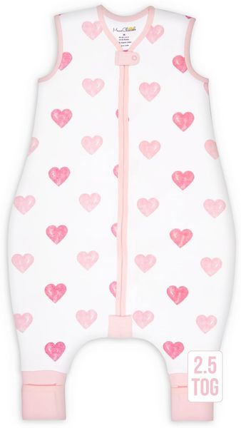 Kleinkinderschlafsack mit Füßen, 2,5 TOG, Bio-Baumwolle, Baby-Schlafsack mit Beinen, tragbare Decken zum Laufen mit 2-Wege-Reißverschluss, für Mädchen und Jungen, frühes Gehen, 6–18 Monate