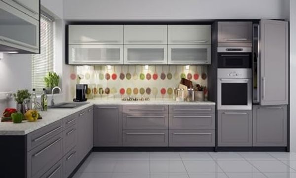 L-Form Küchenzeile KVANTUM Küche 256x385cm lava Front MDF vanille - dust grey