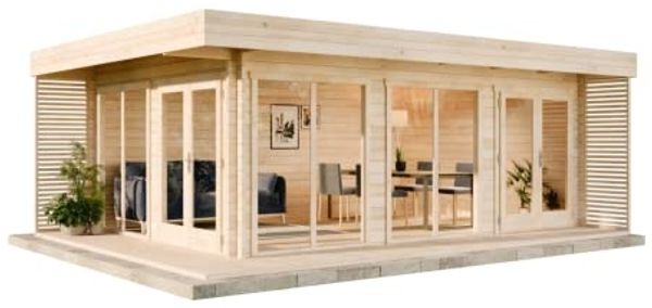 Alpholz Gardenlounge Viva B Gartenhaus aus Holz Holzhaus mit 44 mm Wandstärke inklusive Terrasse Blockbohlenhaus mit Montagematerial Bild 5