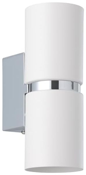 Eglo 95368 Wandleuchte Passa Up & Down Stahl chrom, weiß GU10-LED 2X3W L:6cm H:17cm