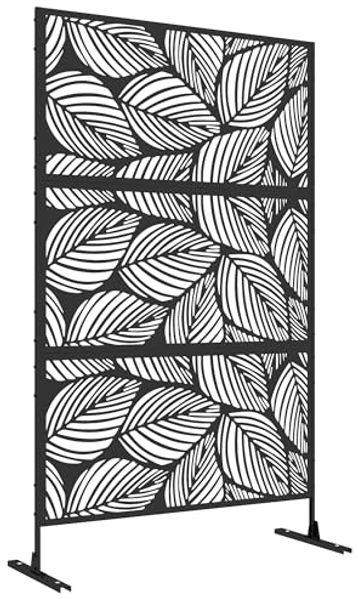 Outsunny Paravent Gartensichtschutz 122 x 198 cm Balkon Sichtschutz (Raumtrenner, 1 St, Raumteiler), für Garten, Terrasse, Stahl, Schwarz