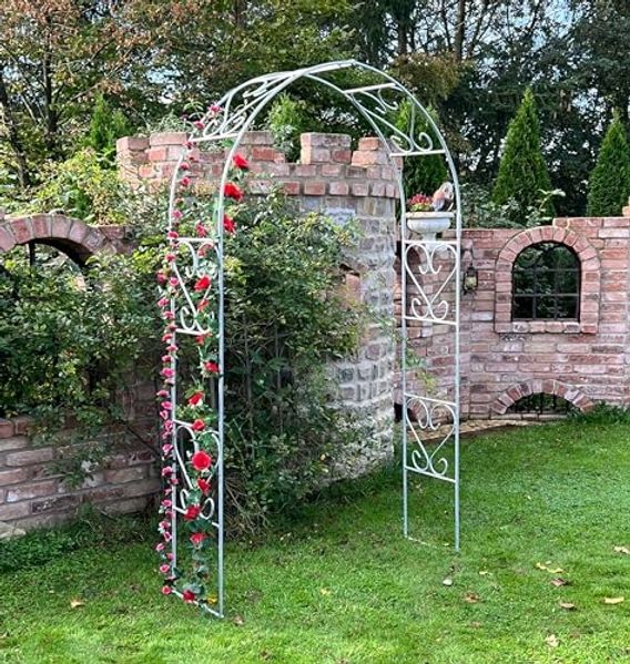 DanDiBo Rosenbogen Metall Verzinkt Massiv 120 cm Torbogen 96521 Wetterfest Rundbogen Volleisen Rankhilfe Gartenbogen Feuerverzinkt