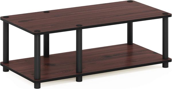 Furinno Just No Tools mittlerer Fernsehstand, TV-Ständer, Couchtisch, dunkle Kirsche mit schwarzer Röhre, 80 (Breite) x 27. 7 (Höhe) x 39. 6 (Tiefe) cm