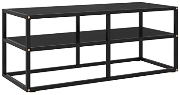 vidaXL TV-Schrank Schwarz mit schwarzem Glas 100 x 40 x 40 cm