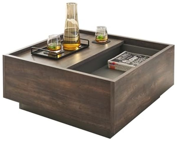 Couchtisch Piano in Eiche und grau 75 x 75 cm