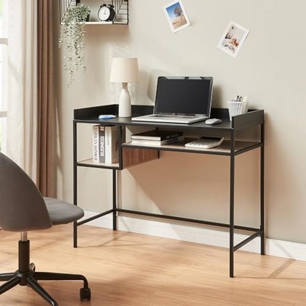 Schreibtisch Belana 100x43x82 cm Schwarz/Eicheoptik [en. casa]