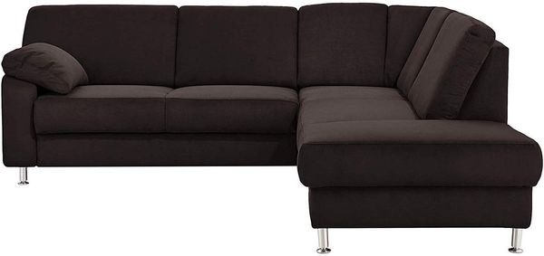Cavadore Ecksofa Belfast mit Ottomane rechts / Polsterecke mit Federkern / inkl. Vorziehsitz und Bettkasten / 243 x 88 x 218 / Mikrofaser Schwarz