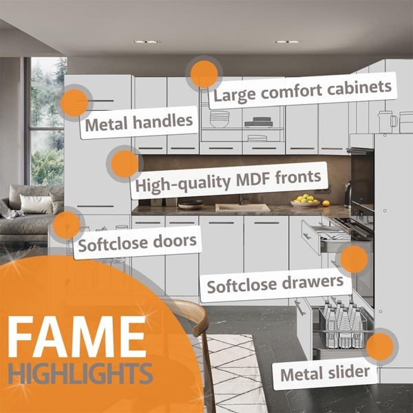 Küchenunterschrank Fame-Line Dunkelblau Hochglanz 60 cm ohne Arbeitsplatte Vicco Bild 7