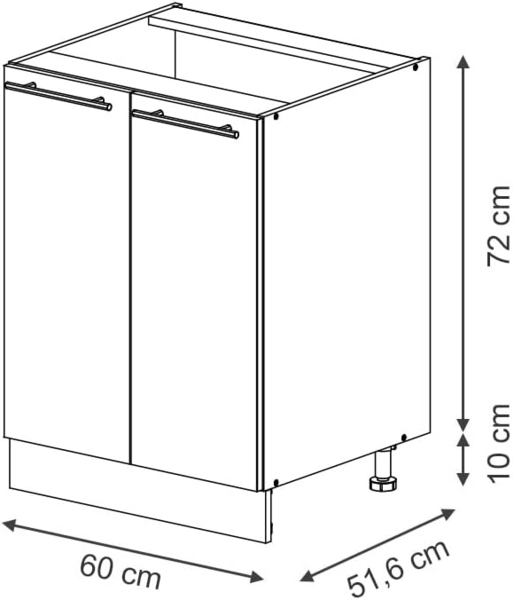 Küchenunterschrank Fame-Line Dunkelblau Hochglanz 60 cm ohne Arbeitsplatte Vicco Bild 2