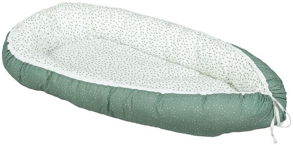 ULLENBOOM ® Babynest - 100% OEKO-TEX Materialien & Made in EU, Grün - Babynestchen Neugeborene aus kuscheliger Baumwolle, Ideal als Reisebett & Kuschelnest geeignet