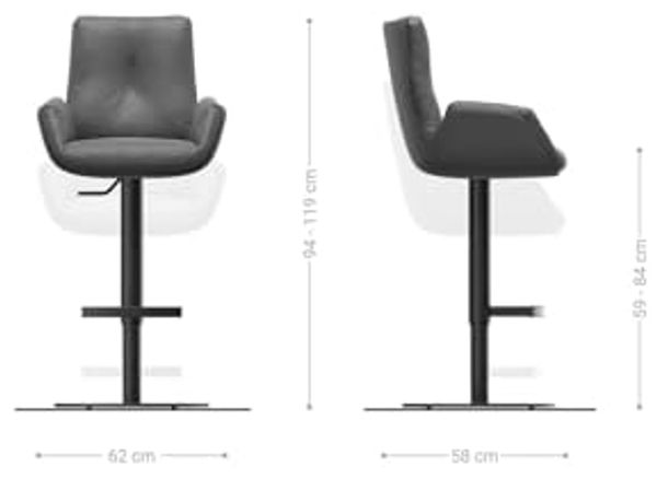 Barstuhl Clea-Flex Webstoff Soft Beige Drehfuß höhenverstellbar Metall Weiß Bild 7