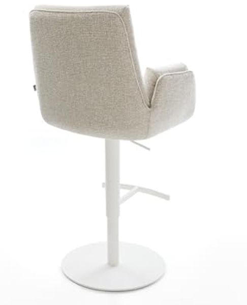 Barstuhl Clea-Flex Webstoff Soft Beige Drehfuß höhenverstellbar Metall Weiß Bild 6