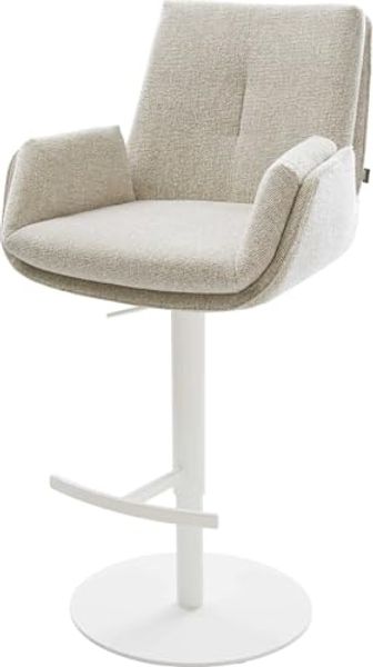 Barstuhl Clea-Flex Webstoff Soft Beige Drehfuß höhenverstellbar Metall Weiß