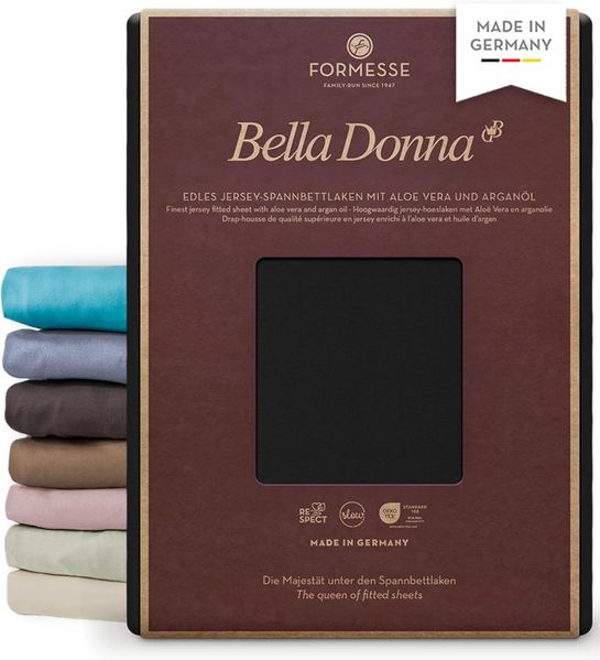 Formesse Bella-Donna Jersey Spannbettlaken|180x200 - 200x220 cm| schwarz