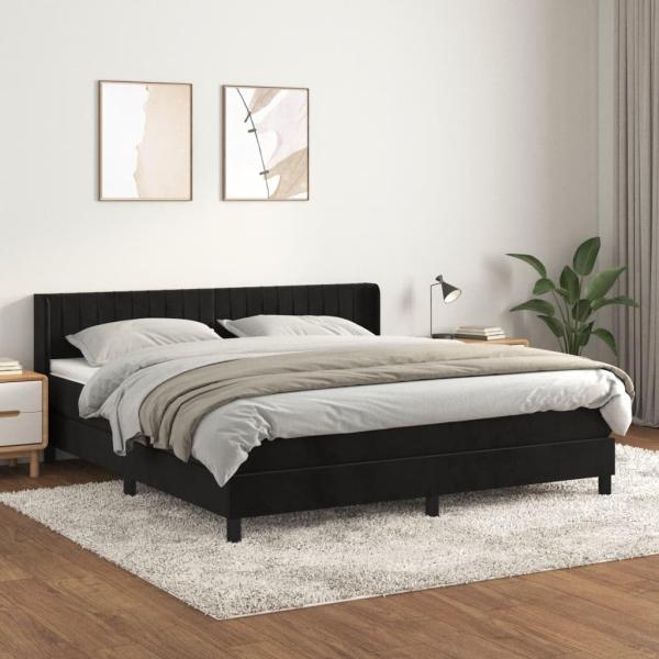 vidaXL Boxspringbett mit Matratze Schwarz 160x200 cm Samt 3131089
