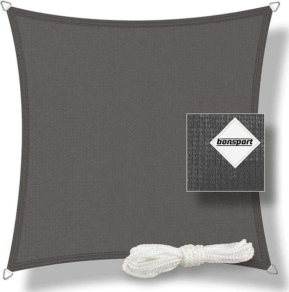 Sonnensegel Quadrat, HDPE graphit, 4x4 m
