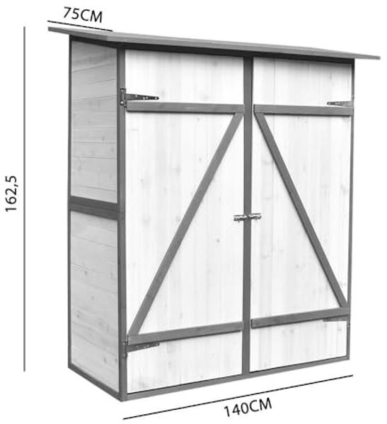 XXL Geräteschuppen Weiß/Grau Gerätehaus Holz Geräteschrank Gartenschrank Bild 6