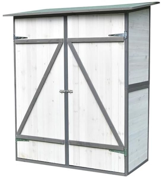 XXL Geräteschuppen Weiß/Grau Gerätehaus Holz Geräteschrank Gartenschrank Bild 5