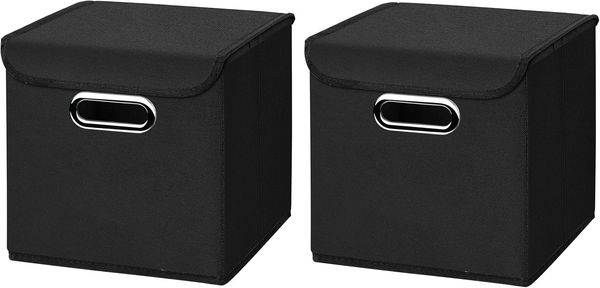 StickandShine Faltbox 2er Set mit Deckel 25x25 cm – Hellgrau, Schwarz, Weiß, Türkis, Creme