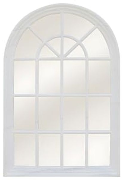 Vente-unique - Wandspiegel Fensterspiegel - 120 x 80 cm - Paulowniaholz - Weiß - MONTESQUIEU