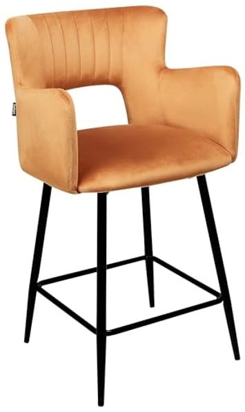 Set mit 2 Barstühlen SANILAC Samtstoff Orange