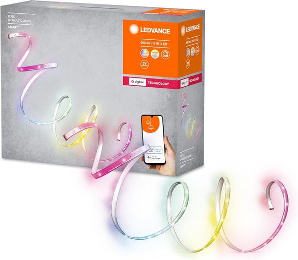 LEDVANCE Smarter Indoor Lightstrip, erweiterbarer LED Streifen mit ZigBee, 1. 8m, warmweiß bis tageslicht (2000K-6500K), RGB Farbwechsel (16 Mio Farben), kompatibel mit Alexa & Philips Hue, 4er-Pack