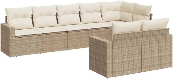 vidaXL 8-tlg. Garten-Sofagarnitur mit Kissen Beige Poly Rattan 3251555