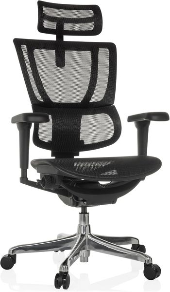 hjh OFFICE Bürostuhl ergonomisch ERGOHUMAN Slim Ultra GEN2 Originales Design, Bürosessel mit Flexibler Lendenwirbelstütze, Netzbespannung, Schwarz