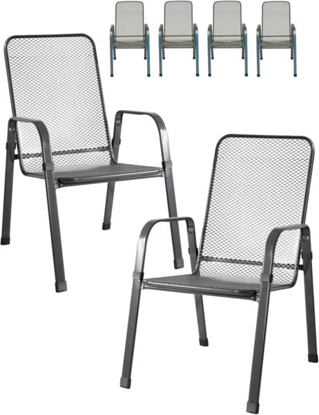 MFG Streckmetall-Stapelstuhl "Mec-Stor" 6-er Set, Farbe: anthrazit