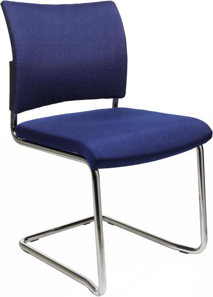 Topstar Visit 20 Besucherstuhl, Konferenzstuhl, 2er-Set, Freischwinger, stapelbar, Stoff, Blau