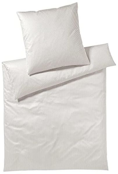 elegante Mako-Satin Bettwäsche Hamburger Streifen|135x200 cm + 40x80 cm| sand