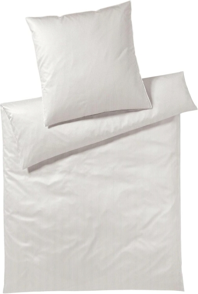 elegante Mako-Satin Bettwäsche Hamburger Streifen|135x200 cm + 40x80 cm| sand