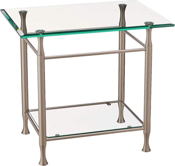 Beistelltisch 39820, Glas/Edelstahloptik, ca. 58 x 52 x 43 cm