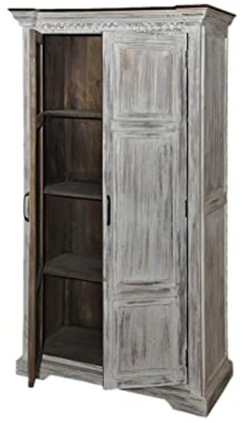 Schrank Mango / Akazie 105x50x180 weiß gewachst CASTLE-ANTIK #221 Bild 6