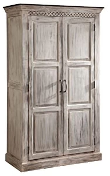 Schrank Mango / Akazie 105x50x180 weiß gewachst CASTLE-ANTIK #221