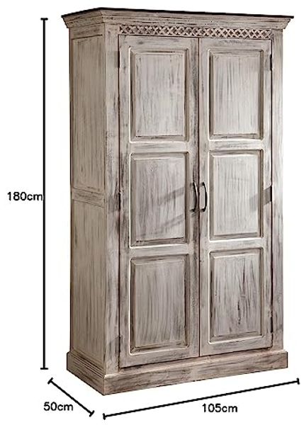 Schrank Mango / Akazie 105x50x180 weiß gewachst CASTLE-ANTIK #221 Bild 3